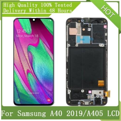 5.9" SUPER AMOLED LCD For SAMSUNG Galaxy A40 2019 A405 A405F With Frame LCD Display Touch Screen Digitizer Assembly Replacement