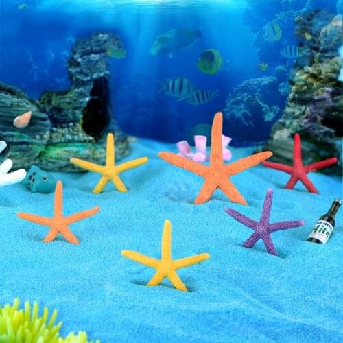 ZOCDOU 2 Pieces Colorful Starfish Mini Sea Star Ocean Animal Model Statue Little Figurine Crafts Ornament Miniatures Home Deco