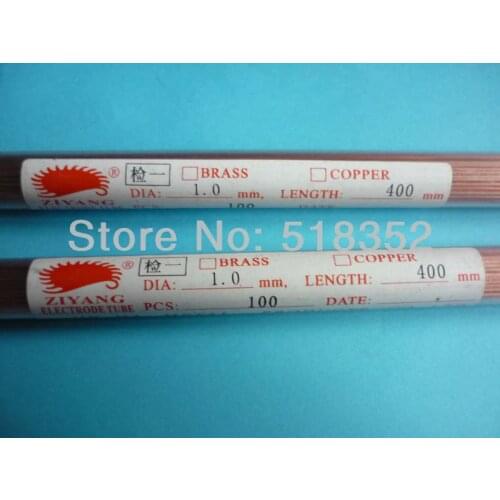 1.0mmx400mm Ziyang Copper Electrode Tube for EDM Drilling Machines Single Hole