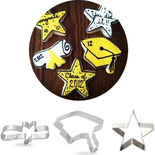 1pcs patisserie reposteria Bachelor Cap Paper Star Mold Metal Cookie Cutters Sugar Fondant Cake Decor Tool Cupcake Biscuit Mould