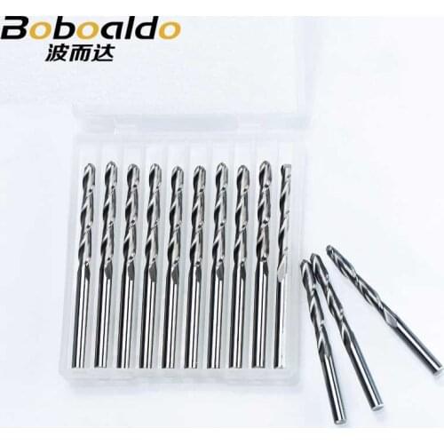 10pc/lot 3.175mm 2 Flute Spiral ball nose end mill CNC router bits for wood tungsten carbide milling route tool fresa
