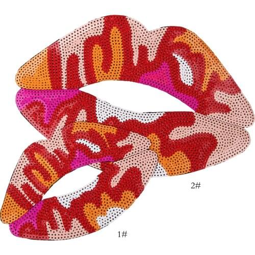 10pcs New iron on sequins mouth lips embroidery patches applique,for garment accessories