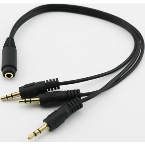 10x Gold Plated 3.5mm TRS Stereo Female 3 Pole Jack to 3x 1/8" 3 Pole Male Plug Audio Headphone Adapter Splitter Cable 30cm/1ft