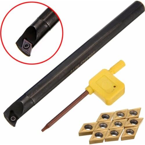 New S12M-SDUCR07 Lathe Inner Turning Tool Holder Boring Bar + 11pcs DCMT0702 Carbide Inserts with Wrench For Lathe Cutter Tools