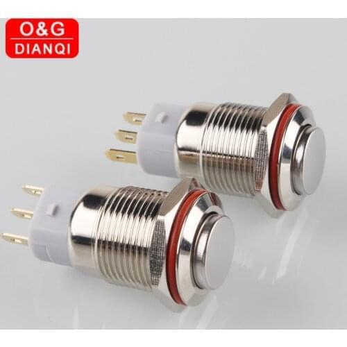 2pcs/lot High Head 16mm Metal Push Button Switch Self locking Momentary Button Switch Waterproof Switch for Boat Doorbell Cars