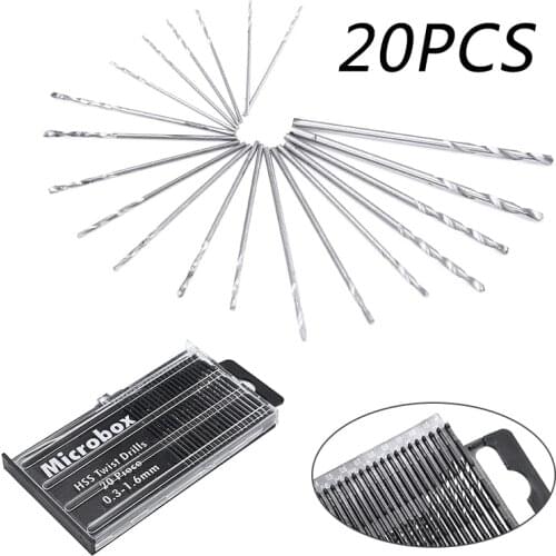 20Pcs HSS Twist Drill Bit Set Mirco Mini Drill Bits 0.3mm-1.6mm With Case For Power Tools