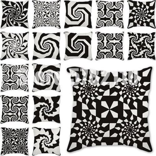 26sty Cushion Cover Nordic Decoration Black Geometry Pillowcase Square Sofa Bed Decorative Throw Pillow Covers Short Plush