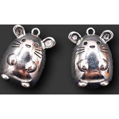 4pcs Silver Plated 3D Lucky Cat Metal Pendant Hip Hop Necklace Earrings DIY Charms Jewelry Handicraft Making 25*17mm A2098