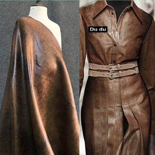 50*140cm Restoring ancient Texture Leather Fabric Black Yellow spots Texture Kraft Paper Jacket Handbag Fabric DIY