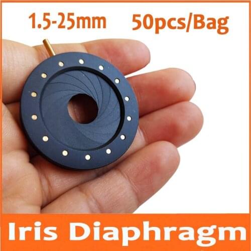 50pcs 1.5mm to 25mm Adjustable Zoom Iris Diaphragm Aperture Condenser Digital Camera Lens Microscope Adapter with 14 Blades