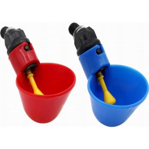 500pcs Chicken Drinking Cup Automatic Drinker Chicken Feeder Plastic Poultry Water Drinking Cups Easy Installation Red Blue