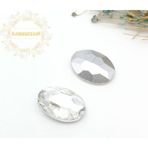 Mobile Accessories White Oval shape Crystal Glass Sewing Rhinestones Pointback DIY Wedding Dress and Bag
