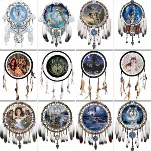 Diamond Embroidery Animal Picture Of Rhinestones 5D Diamond Painting Wolf Cross Stitch Diamond Mosaic Dreamcatcher Handicraft