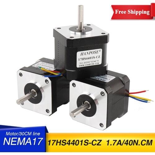 Free shipping 3pcs Nema17 Stepper Motor 17HS4401S-CZ 40N.cm 1.7A motor 4-lead Outlet motor at the bottom of magnetic column