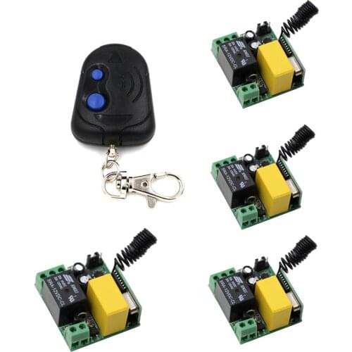 5pcs/set) 4pcs Mini Receivers AC220V 1CH RF Wireless Remote Control Light Switch System With 1pcs Remote Controller 315/433 MHZ