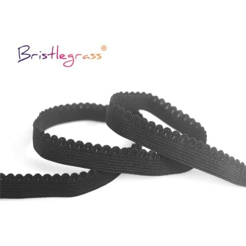 BRISTLEGRASS 50 100 Yard by Roll 3/8" 10mm Picot Loop Frilly Decorative Lace Trim Elastic Spandex Band Tape Tutu Lingerie Sewing