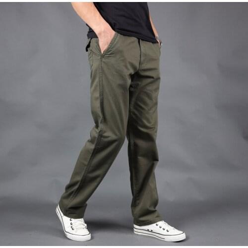 Spring Mens Cotton Cargo Pants Autumn Straight Casual Trousers Male Big Size Loose Joggers Pants Fashion Streetwear Workwear