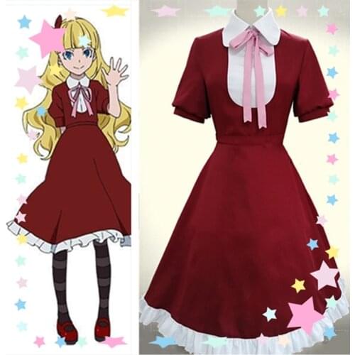 Bungo Stray Dogs Alice Cosplay Costume Red Dress Uniform Women Girls Halloween Costumes Anime Clothes Outfits Wig and Shoes Sock