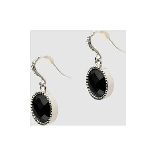 Amorita boutique Ancient elegant black round pendant earrings