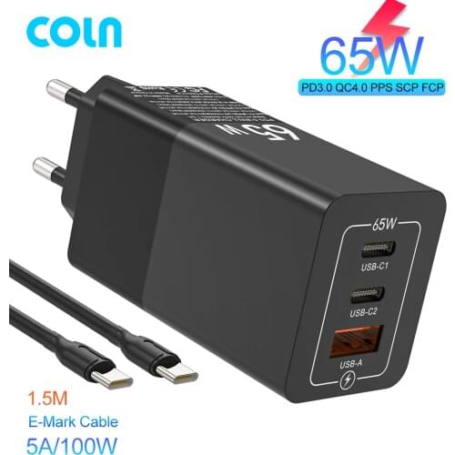 USB C Fast Charger PD 65W GaN Type C 3-Ports Wall Quick Charger QC 4.0 65W 45W PD20W for MacBook Pro/Air Laptop iPhone12 Samsung