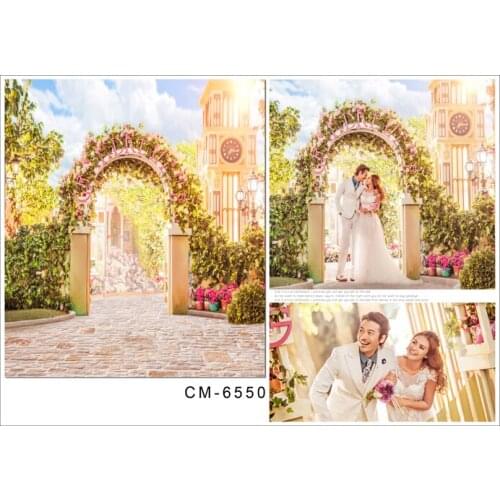 Flower Garden Wedding Background for Photo Studio Custom Digital Printed Background with Brick Floor Photo Backdrops Fotografia