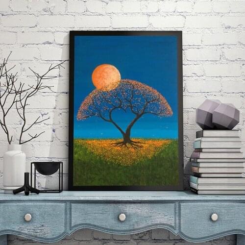Diy home decor oil painting by numbers drawing hand painted picture Wall Decor pictures for living room tree moonlight