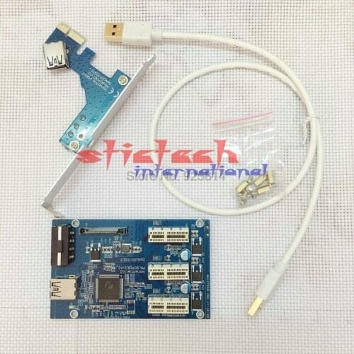 By dhl or ems 50pcs PCI Express 1X 1 to 2 3 4 Port 1X Switch Multiplier HUB Riser Card External Internal + USB 3.0 Cable