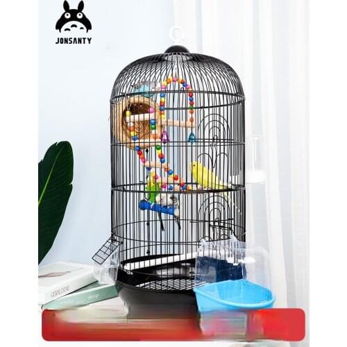 Bird Cage Large size domestic parakeet living bird cage luxury villa bird cage special black round bird cage tiger skin