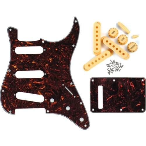 Set of Strat Pickguard SSS Guitar Backplate 48/50/52mm Single Coil Pickup Cover Knobs Switch Whammy Bar Tips for Guitar Parts