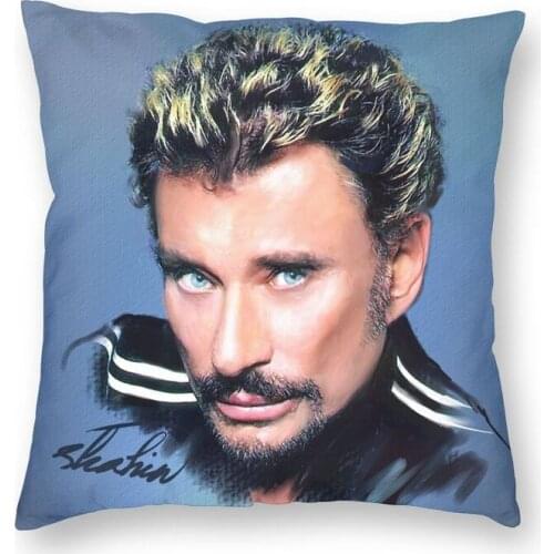 Johnny Hallyday Square Pillowcover Home Decor French Rock Singer Cushion Cover Throw Pillow for Sofa Double-sided Printing