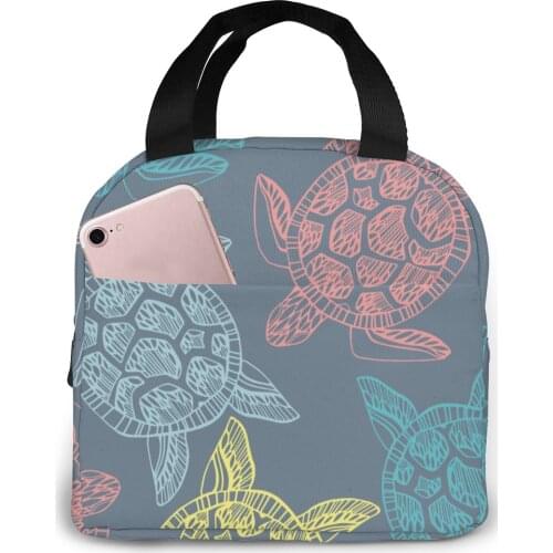 Cute Colorful Cartoon Sea Turtles Cooler Lunch Box Portable Insulated Lunch Bag Thermal Food Picnic Lunch Bags