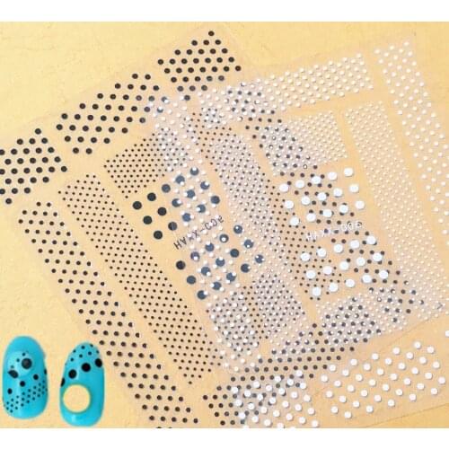 Nail sticker 3d Newest HX-005 black and white samll dots design nail decals DIY decorations tips