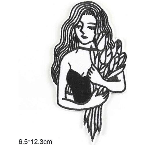 Girl Woman With Flower Iron On Embroidered Clothes Patches For Clothing Stickers Garment Wholesale