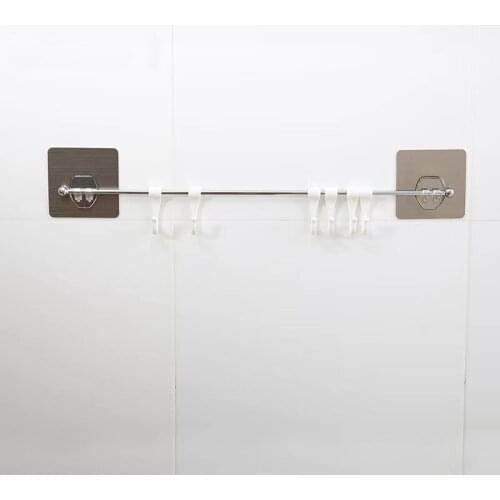 Wall Hook Kitchen Storage Rack Adhesive Stainless Steel Kitchen Bathroom Organizer Hanger Hook Wall Hook Waterproof Non-Trace