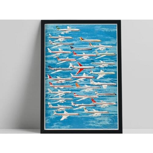Airline Aircraft Travel Poster, Airplane Flight Fans Collect Art Wall Stickers, Nordic Style Canvas Painting Home Wall Art Decor