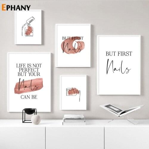 Scandinavian Beauty Line Art Nail Quote Posters and Prints Picture Fashion Canvas Painting Decoration Wall Art Print Home Decor