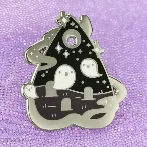 Ghost Ouija Board Cemetery Enamel Brooch Pin Backpack Hat Bag Collar Lapel Pins Badges Women Mens Fashion Jewelry Accessories