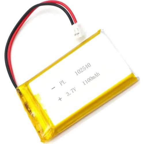 MSDS Verified 3.7V 1100mAh 102540 Li Lithium Polymer ion Battery with 2.0mm JST Connector