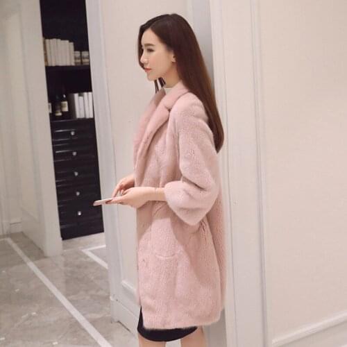Mink fur coat fur coat 2019 womens clothing outerwear jacket coats new long suit lapel nine-point sleeve