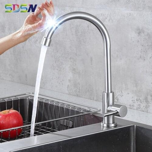 Single Cold Kitchen Faucets SDSN Smart Touch Sensor Kitchen Faucet Polished Chrome Cold Kitchen Mixer Tap Sensor Kitchen Faucets