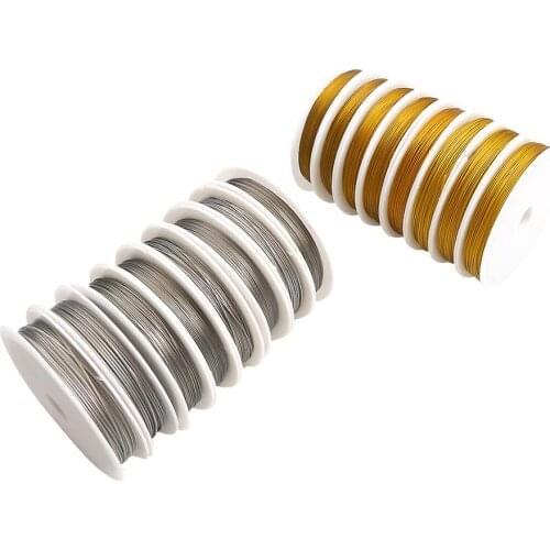 0.3-1mm 8-40M Gold/Sliver Color Steel wire for Bracelet Necklace DIY Colorfast Beading Wire Jewelry Cord String for Craft Making