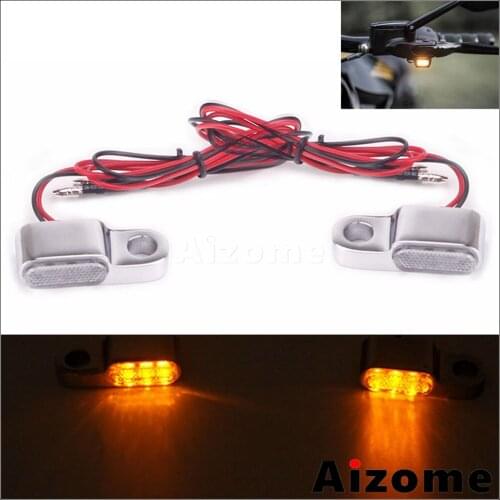 Chrome Metal Shell LED Mini Motorcycle Turn Signals Indicator Blinker Light Lamp For Harley Honda Suzuki Cafe Racer Yamaha BMW