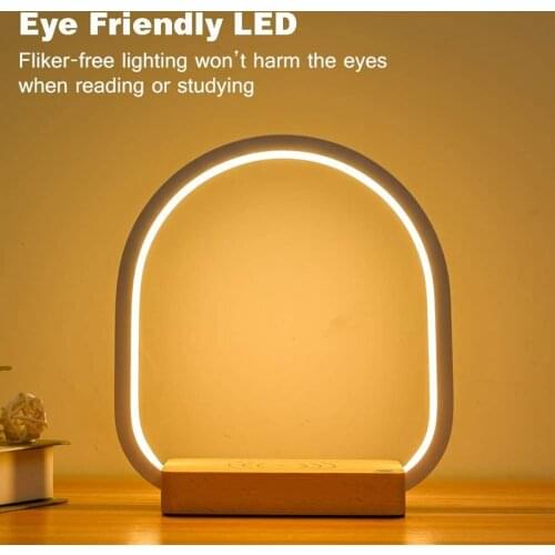 LED Table Light Desk Lamp Modern Wireless Charging Press Control Dimmable Bedside Night Light for Kids Bedroom Home Room-ABUX