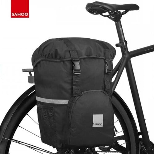 Cycling Storage 15L Pannier Rear Luggage Carrier Bag Bicycle Seat Trunk Rack Pouch 5 Pockets Light Reflective Quick Mount Releas