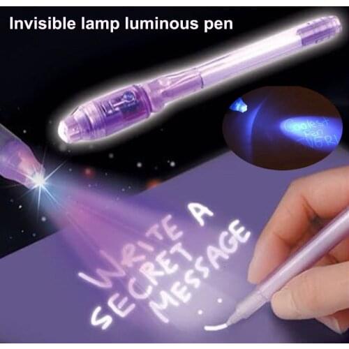 Magic 2 In 1 UV Light Invisible Ink Pen Creative Luminous Light Graffiti Pen Check Money Glow in the Dark Toys for Children