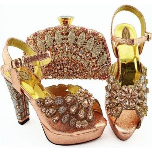High Quality African Elegant Ladies Shoes And Bag Set 2020 PU Leather Spike Heels Shoes And Purse Set For Wedding Dress