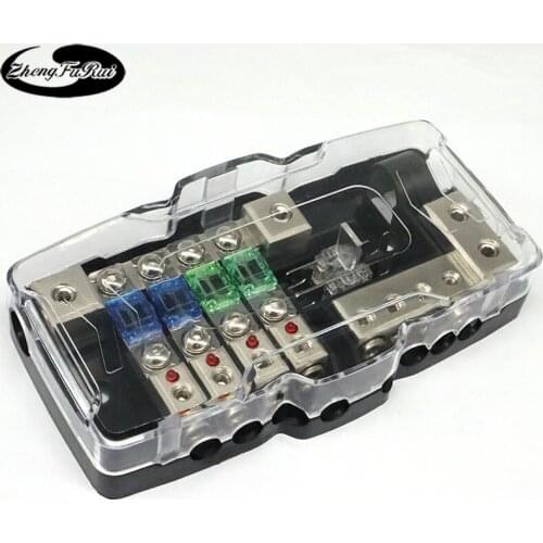 Car audio modification parts multi-function fuse box with LED lamp insurance holder four-way / two-in four-junction box