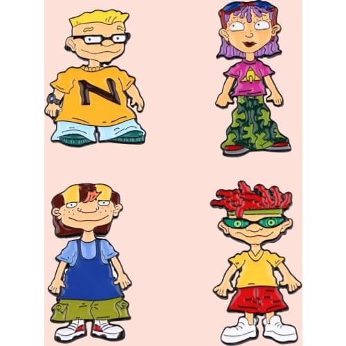 ZF2841 90s Classic Animation Jewelry Enamel Pins And Brooches Cartoon Metal Denim Hat Badge For Friends Kids Funny Collection