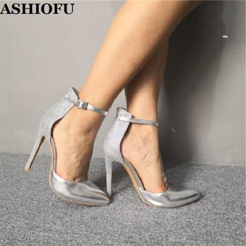 ASHIOFU New Arrival Real Photos Ladies Stiletto Heel Pumps D'orsay Style Office Party Shoes Pointy Large Size Evening Shoes