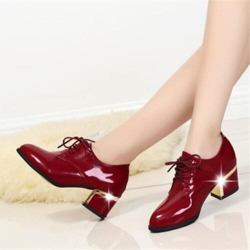 2018 autumn high-heeled shoes genuine leather winter inside women plush fashion patent leather pointed pumps